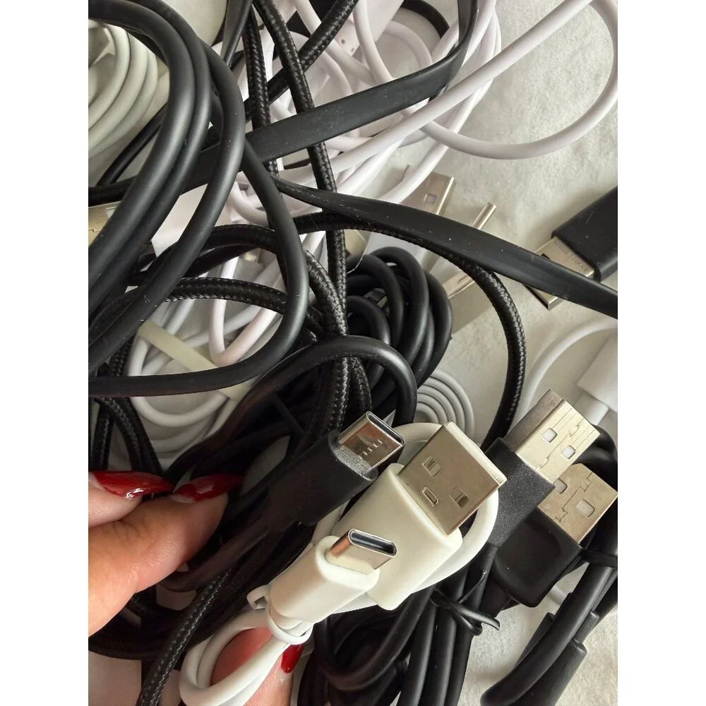 Mixed Lot Of USB Chargers Cables & Adapters For Electronics - Various Sizes & Br